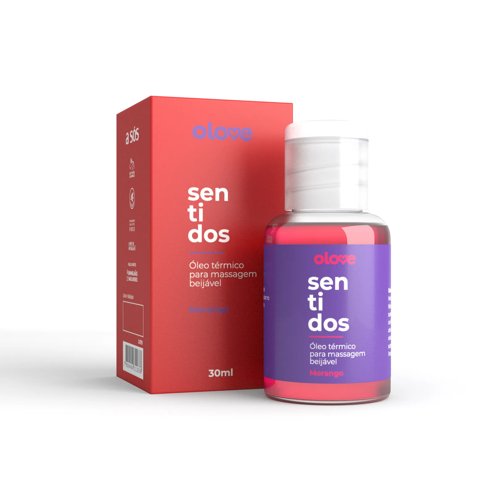Óleo Beijável Olove Sentidos Morango Hot- 30 ml